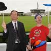 Entertainer Mark Taylor gives Yorkshire Agricultural Society’s Chief Executive Nigel Pulling a lesson in keeping all the plates spinning in advance of this year’s Great Yorkshire Show