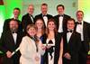 Representatives of Harper Adams and Aston University celebrate at the Green Gown Awards 2012, held in the Great Hall, Birmingham University.