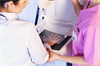 Osteoporosis exam in mammography stand 117