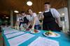 with Ash Mair: Cucina Academy student Dom Turner and Cucina chefs Ian Fellowes and Suzy Vousden