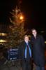 Jo Lovelock and Nick Vaughan in front of the Christmas Tree