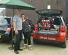 Paul and Jennifer Smith with the first Go-Go Gaggia franchise car