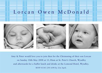 tartan christening invitations