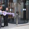 Eric Wilson from John Martin-Hoyes, Head of Library Services Emma Sansby and BG Principal Professor Muriel  Robinson with the key to the new library building