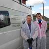 Pictured is Adrian Duffield with son Luke Duffield of Duffield Joinery carrying out the loft insulation for a landlord of Lighthouse Property Services. They were drafted in by Parr Energy Solutions to help with the insulations