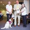 Lincoln Business Club Chairman Richard Hare presenting a cheque for £250 to Pauline Shepherd (left) and Denise Taylor from Hearing Dogs for Deaf People