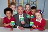 Cool Milk's Medical Adviser Dr Hilary Jones with pupils Tobias Burke (6), Kyle Pattison (9), Libby Watson (8), Liam Kenny (10) and Evie Lloyd (7)
