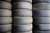 A stack of part worn tyres