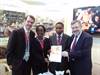 Serena Hotels staff led by Rosemary Mugambi center receive the Award from Ulrich Rosenbaum- the General Manager Studiosus right 