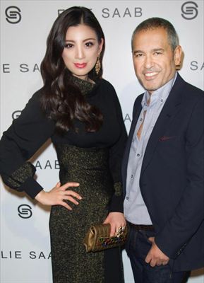 Rebecca Wang and Elie Saab at Elie Saab Autumn/Winter 2013 Collection Show in Paris