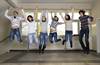 130214 R W Gold in exams school pupils jumping