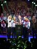 L-R Anna Watkins Helen Glover Greg Rutherford Barney Storey and Sarah Storey with Noah Stewart
