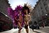 In Regent Street carnival dancers Jennice Crystal Price and Lolo Page from Trinidad and Tobago wearing costumes by Bacchanalia