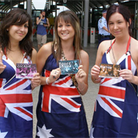 Australian Scientologists distribute drug education and prevention booklets at a sports event.