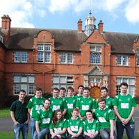 Harper Ireland students outside the main building on campus