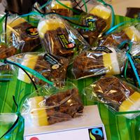 Fairtrade fruitcake on sale in the Kaldi cafe