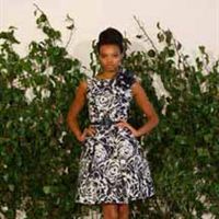 Navy and white jaquard party dress 