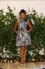 Navy and white jaquard party dress 