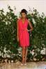 Fuschia linen dress with lapel