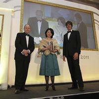 L-R: Dr David Clarke - CEO of the Energy Technologies Institute, Aijuan Wang - Mott MacDonald, Professor Brian Cox OBE – Guest Speaker