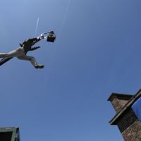 A sequence of 'parkour' stunts