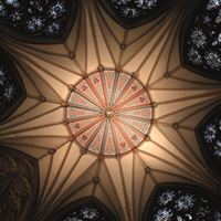 The stunning ceiling of the octagonal Chapter House.