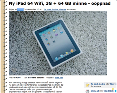 Julklappsannons iPad