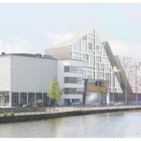 Visionsskiss över nytt campusområde i Eskilstuna