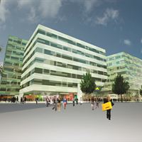 Vattenfalls nya kontor i Fabeges fastighet i Arenastaden i Solna. Bild: Archus Arkitekter