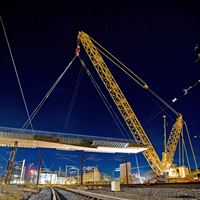 Langeliniebro løft højformat set fra sporene