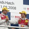 Timo Scheider och Mattias Ekström på pallen i Brand Hatch