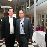 Administrerende direktør Erlend Sogn og produktdirektør Stian Estil i Visma Software AS