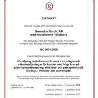 ISO certifikat Gunnebo Nordic AB