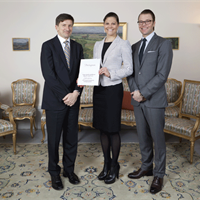 Lars Idermark, Kronprinsessan Victoria och Prins Daniel. Foto: Peter Phillips