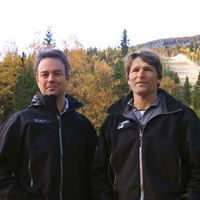 Kevin Kirk (t.v) och Jens Wilhelmson från Funäsdalbergets Alpina AB. 