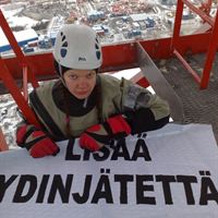 Greenpeace activist at Olkiluoto 3 construction site