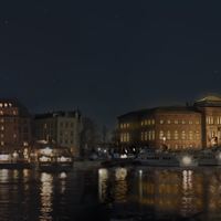Nationalmuseum med borttagna igensättningar för fönstren