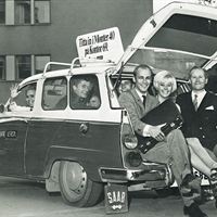 Rank Xerox säljteam på väg till branschmässan Kontor 69 (1969)