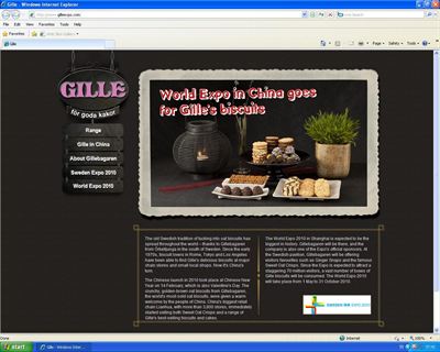 Gillebagarens nya kampanjsajt, www.gilleexpo.com.