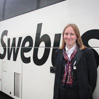 Sabina Strömmare, förare hos Swebus och vinnare av Bussförar-SM 2011. Foto: Trafikforum/Thomas Dietl