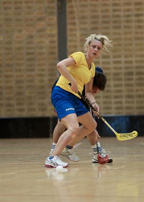 Ulrika Svantesson i det svenska guldlaget i innebandy i WTG2011