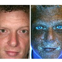 Man fotograferad i UV-kamera