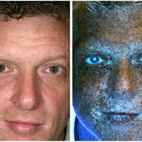 Man fotograferad i UV-kamera