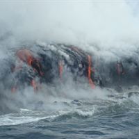 Lava Flows in to Ocean
