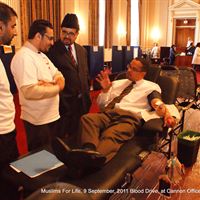 Rep. Keith Ellison (D-MN) donates blood at the 9/11 Memorial Blood Drive at Capitol Hill