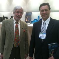 Jean-Michel Cousteau pictured with Dave Gatzke, Carlson Hotels Worldwide, in Concept Amenities booth at IHM&RS 2011