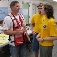 Scientologist Julie Brinker (right), helping coordinate activities  at a shelter after the Nashville flood of May 2010.