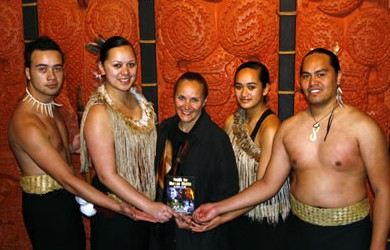 Dr. Mary Shuttleworth in New Zealand on the 3rd annual Youth for Human Rights World Tour in 2006