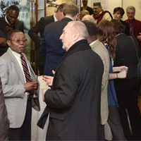 Guests at the celebration of the second anniversary of the opening of the Churches of Scientology for Europe in the Church’s Information Center at Boulevard de Waterloo 100-103, Brussels, Belgium.
