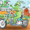 Color Cartoon Features Alien On Cycle